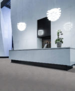Пример укладки натурального линолеума Tarkett Veneto xf² Charcoal Eco 502 в интерьере ресепшен