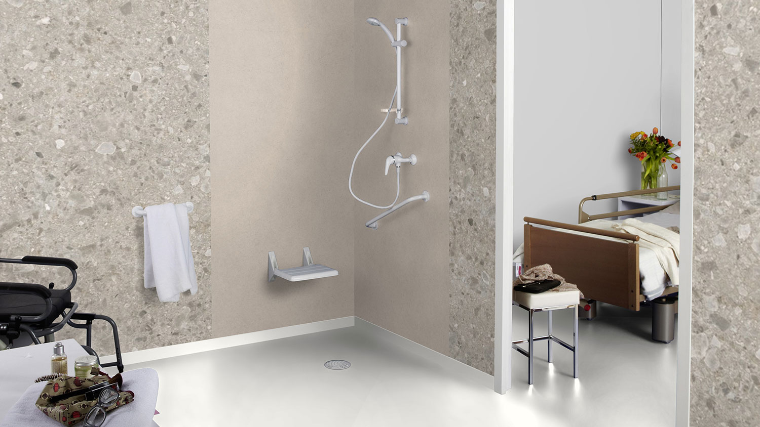 Настенное виниловое покрытие Tarkett ProtectWall (1.5 mm) — Concrete Cool Grey, Люксембург