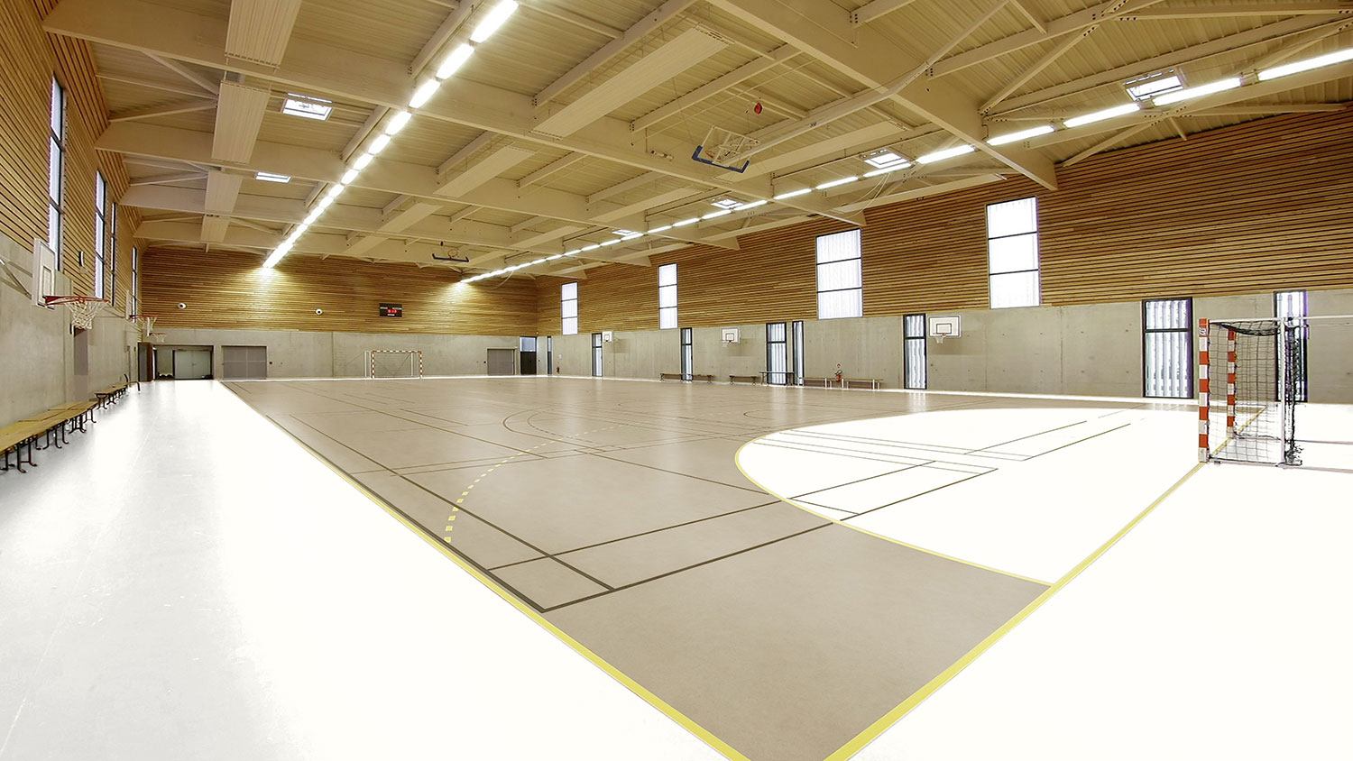 Напольная система для спортивных залов Lumaflex Energy Omnisports Compact — Concrete Grey Beige, Франция