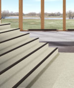 Пример укладки защитного акустического линолеума для ступеней Tarkett Tapiflex Stairs Concrete Stairs Chalk