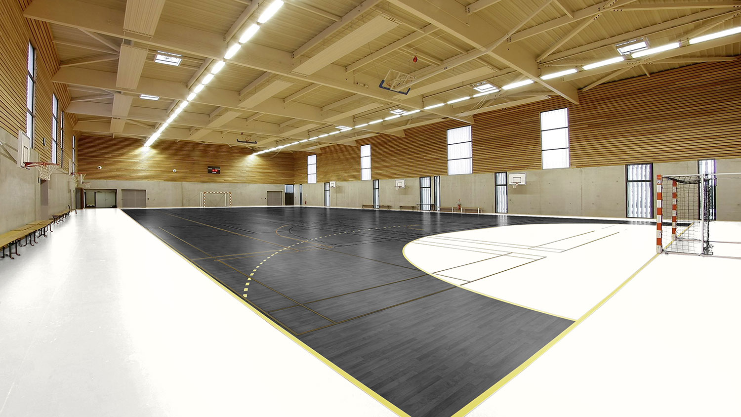 Напольная система для спортивных залов Lumaflex Energy Omnisports Compact — Maple Black, Франция