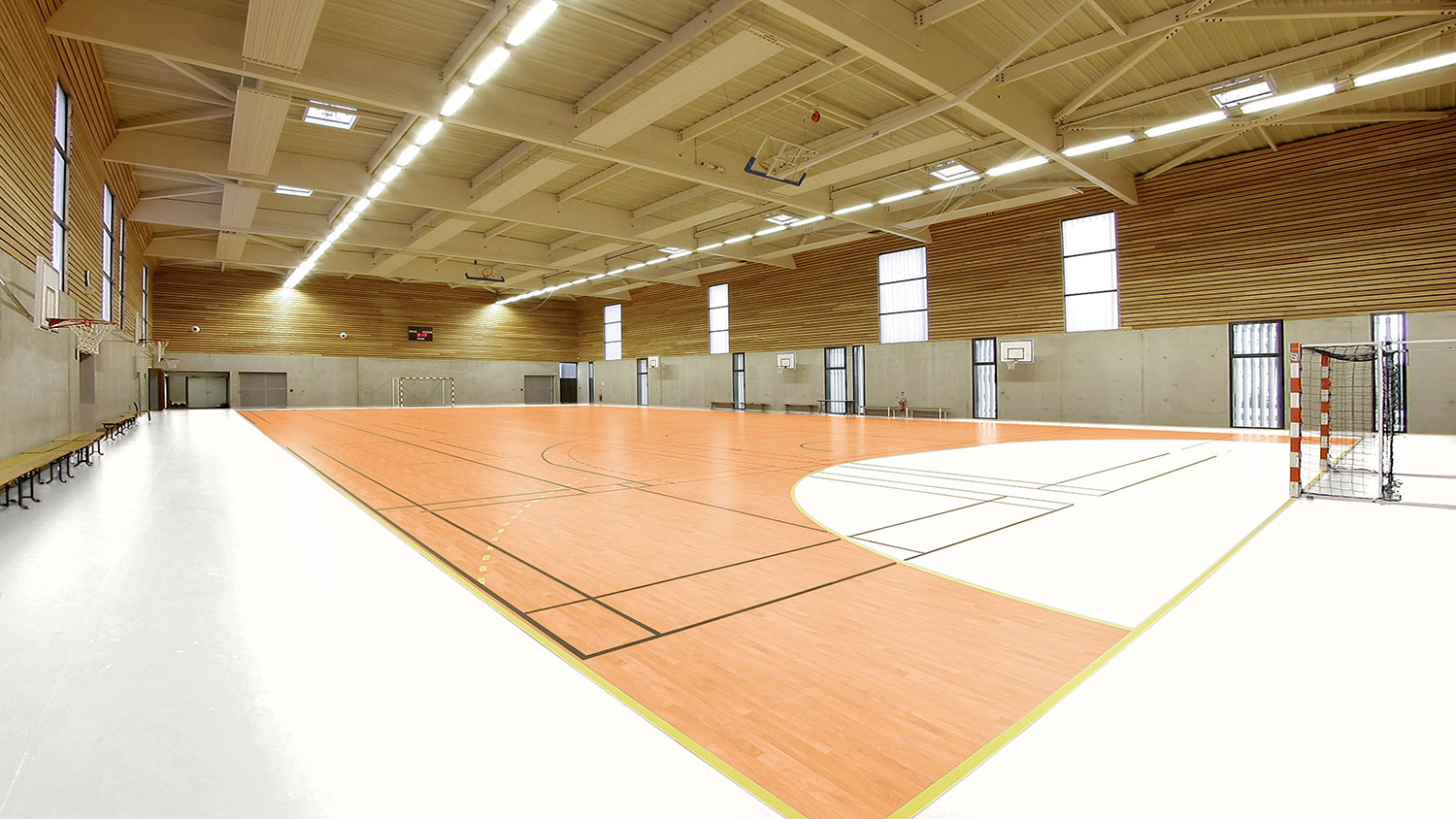 Напольная система для спортивных залов Lumaflex Energy Omnisports Compact — Golden Maple, Франция