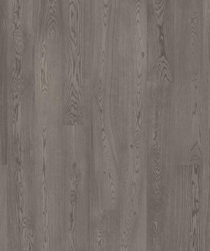 Крупный план лицевой поверхности однополосной паркетной доски Tarkett Prestige Oak Graphite.