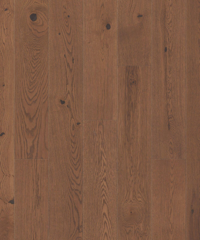 Крупный план вертикальной раскладки паркетной доски Sommer Classic Plank Каспий браш с сучками.