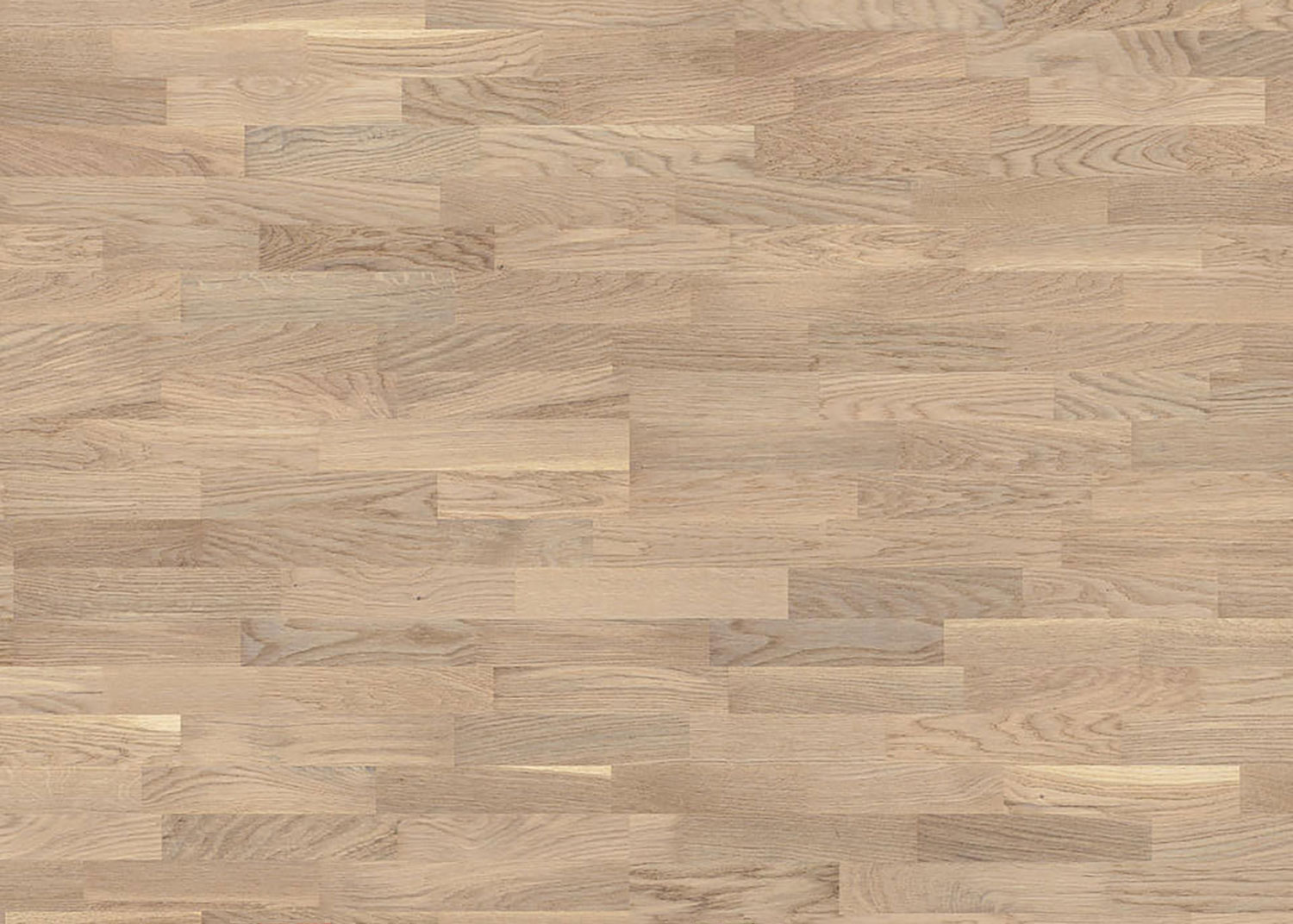 Крупный план раскладки планок трехполосной паркетной доски Tarkett Grace Oak Soft Skin TreS в горизонтальном ракурсе