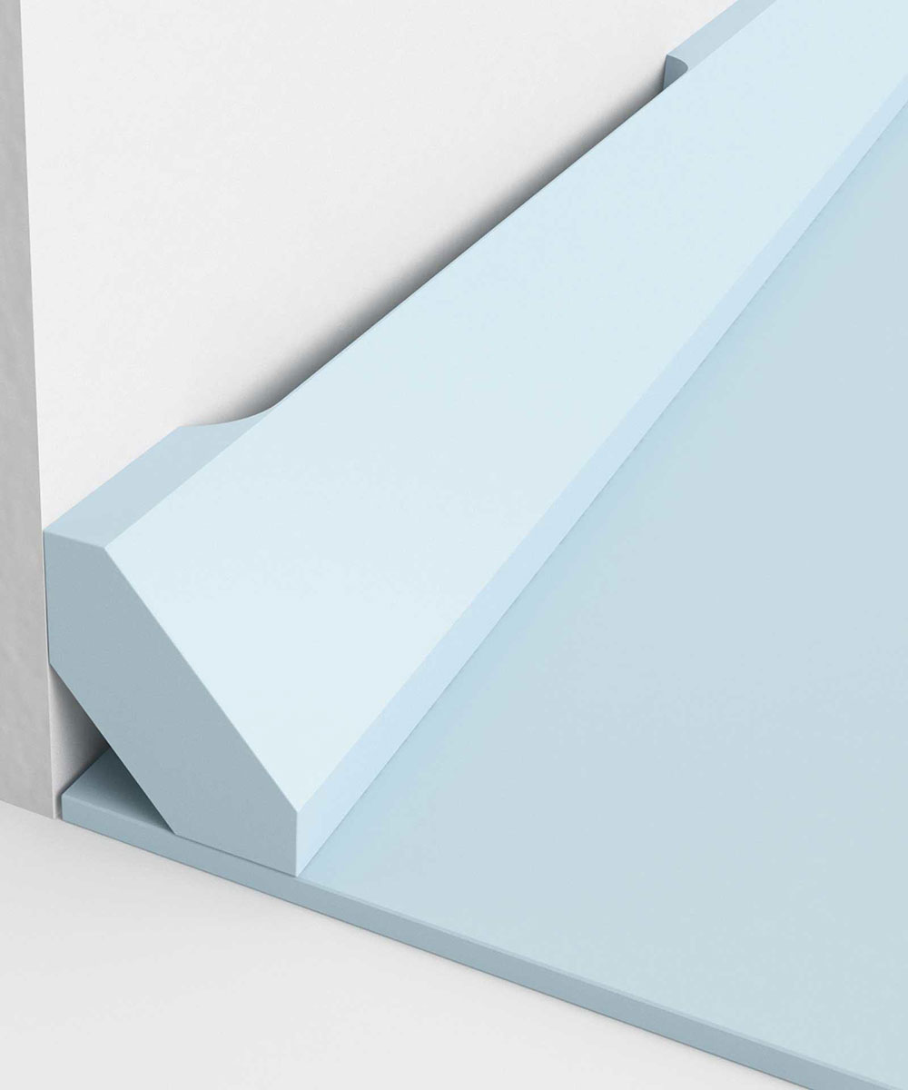 SPORT-SKIRTING-OAK-1 Схема укладки и стыковки деревянного спортивного плинтуса Tarkett Sport Skirting со светлым напольным покрытием.