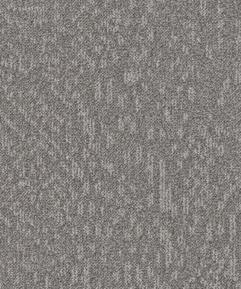 TH_Carpet-Evolve-AD99-1101_001 Крупный план лицевой поверхности темно-серой ковровой плитки Desso Evolve с плотной петлевой текстурой и мягким меланжевым узором.