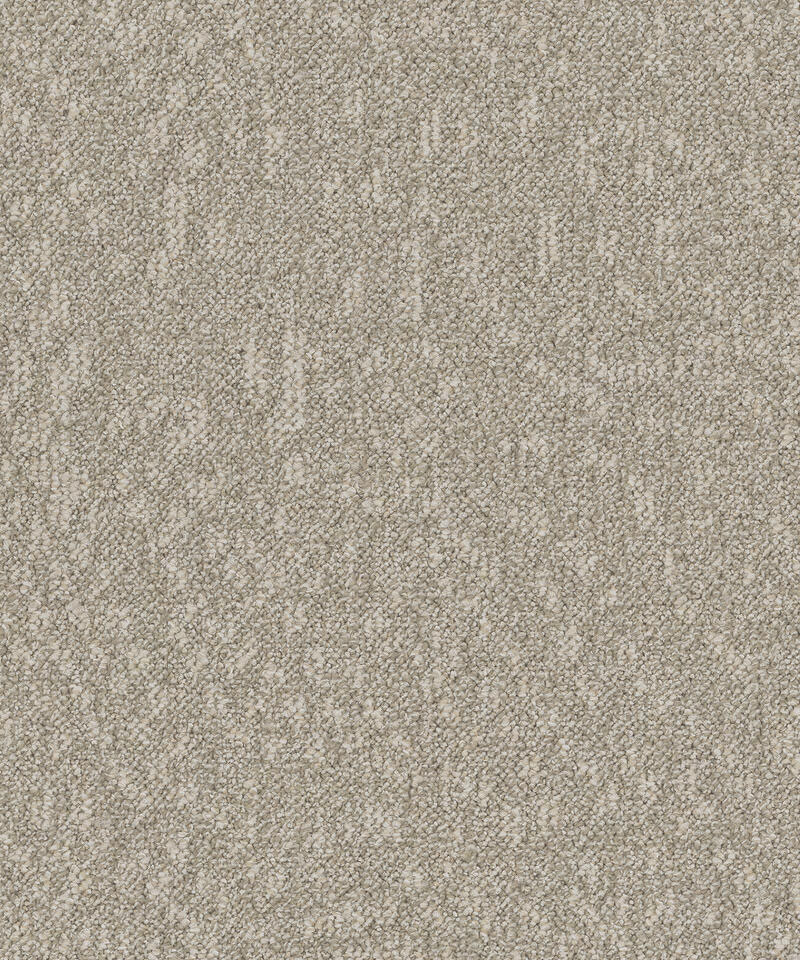 TH_Carpet-Evolve-AD99-1272_001 Крупный план лицевой поверхности бежевой ковровой плитки Desso Evolve с плотной петлевой текстурой и мягким меланжевым узором.