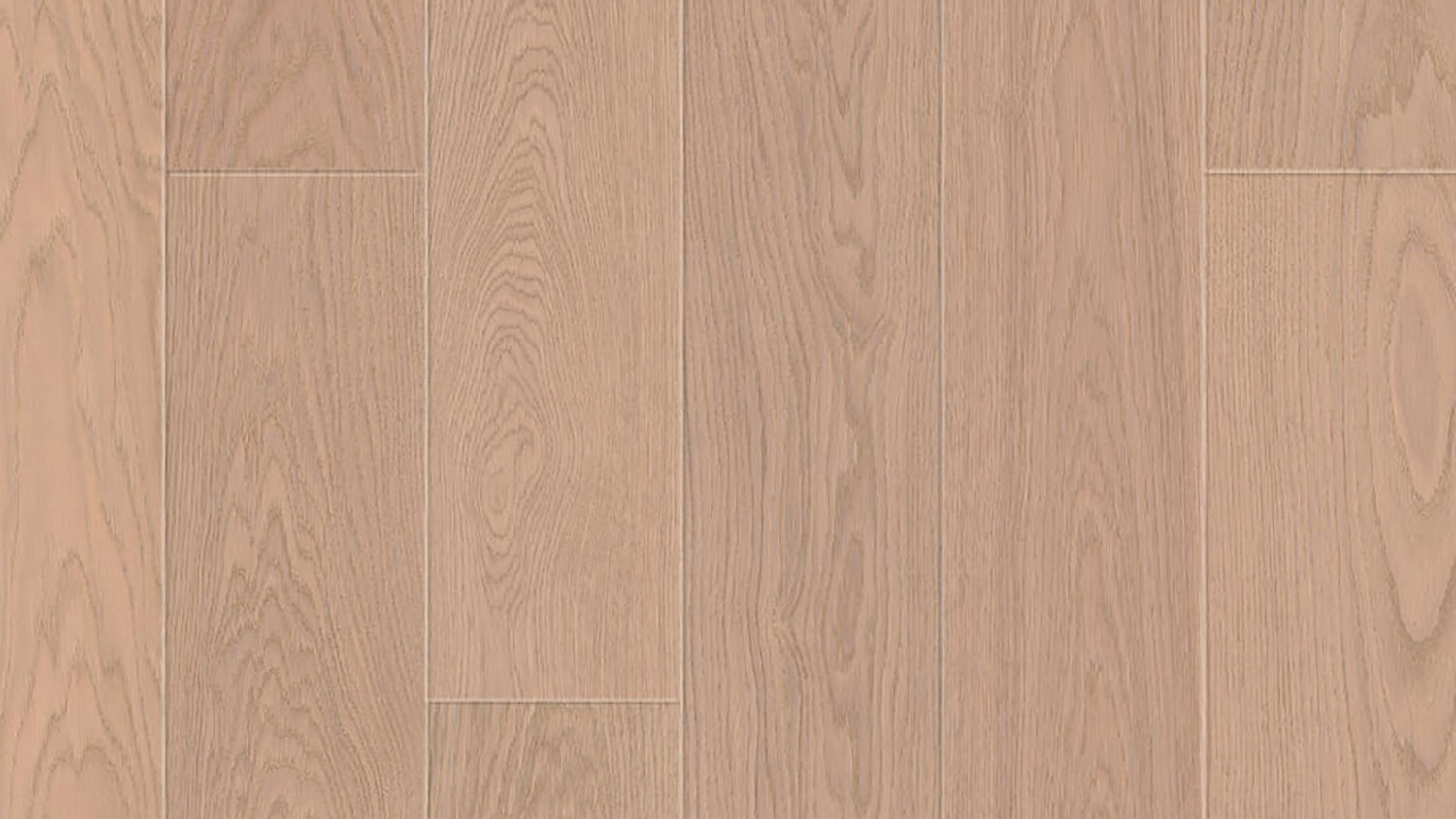 Паркетная доска Tarkett Oak Misty Grey однополосная, крупный план текстуры выбеленного дуба в нежном серо-розовом оттенке с матовой фактурой.