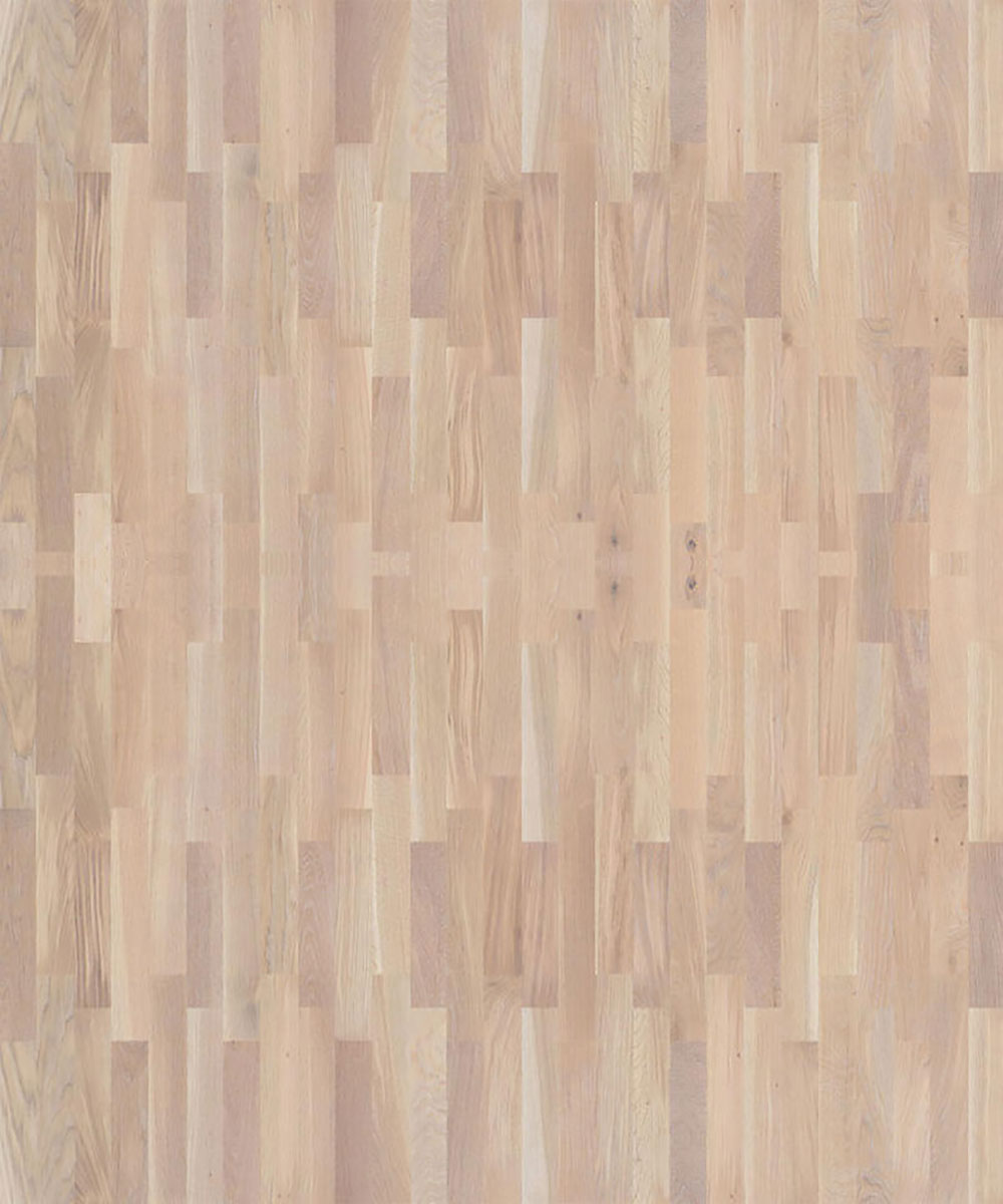 THH_Europarquet_Oak_Beige-1 Близкий ракурс покрытия Europarket Oak Beige демонстрирует изящную трехполосную структуру дуба в светлом и воздушном бежевом оттенке.