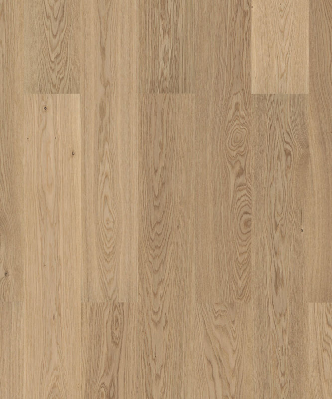 Детализированный образец доски Tarkett Step Oak Savanna Premium крупным планом передает естественную древесную структуру золотисто-бежевого дуба.