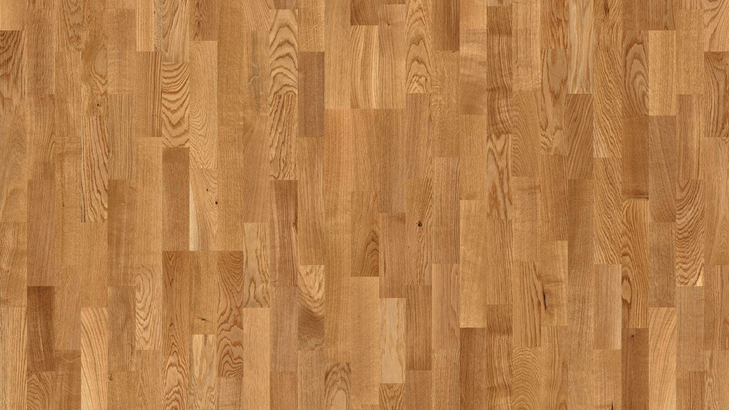 Паркетная доска Tarkett Classic Oak Baikal трехполосная, крупный план текстуры золотистого дуба с характерной пестрой структурой плашек.