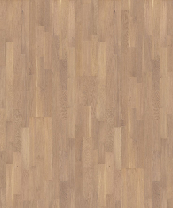 Текстура паркетной доски Tarkett Salsa Premium Oak Sapphire: близкий план матовой трехполосной структуры дуба в нежном карамельно-бежевом тоне.
