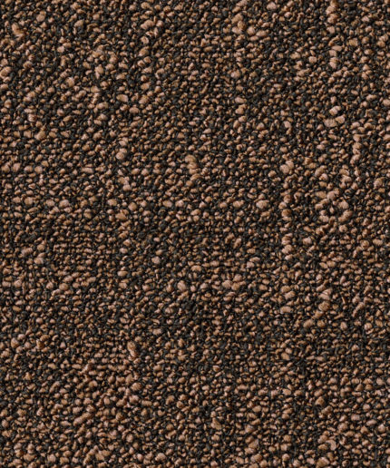 Текстура ковровой плитки Desso Metallic Shades 2083 крупным планом с плотным петлевым ворсом в коричнево-черных оттенках.
