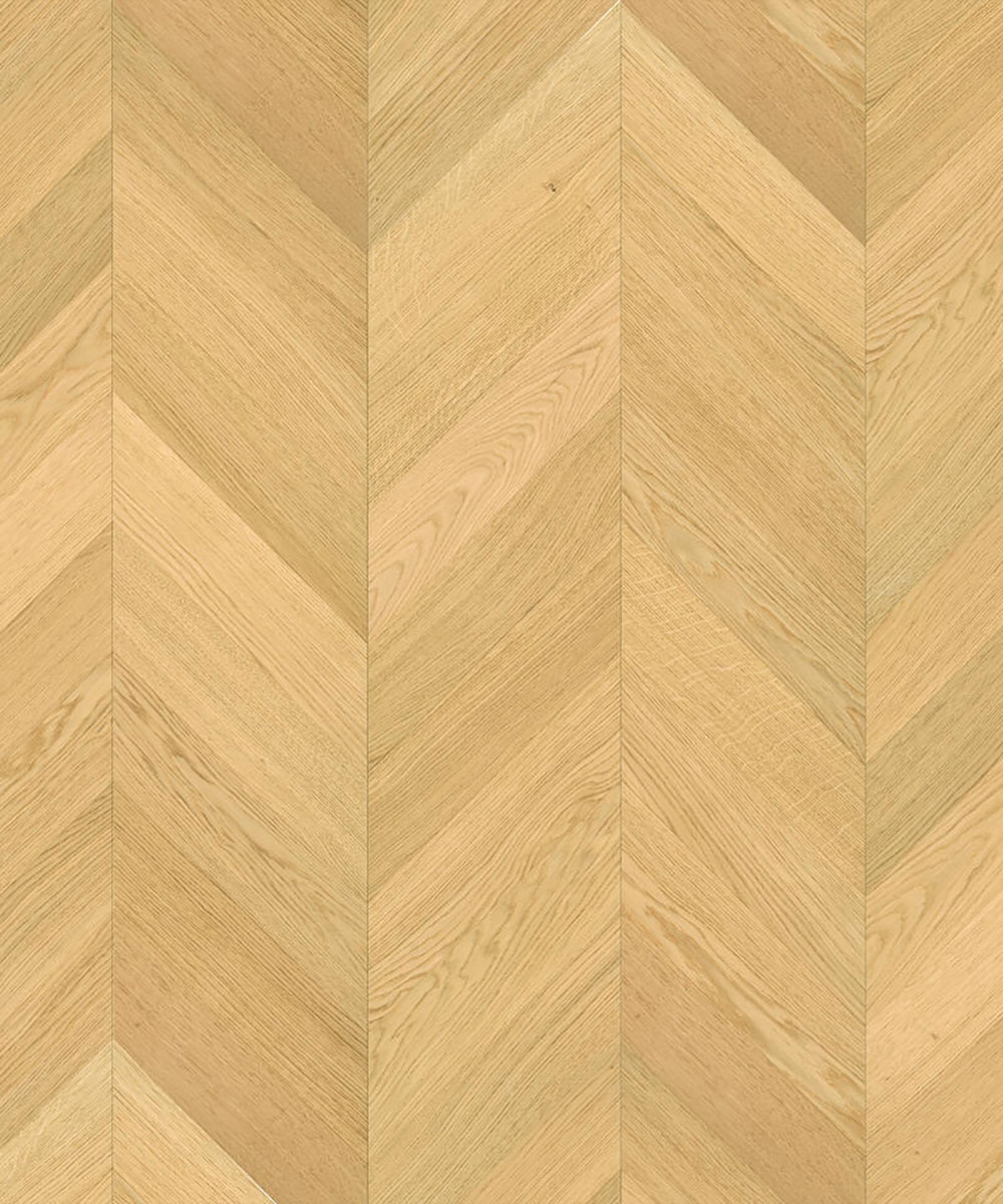 TH_Privilege_GALONI_Oak_White-1 Близкий ракурс паркета французской елочкой Tarkett Privilege Galoni Oak White демонстрирует мягкую текстуру дуба в утонченном белом оттенке.
