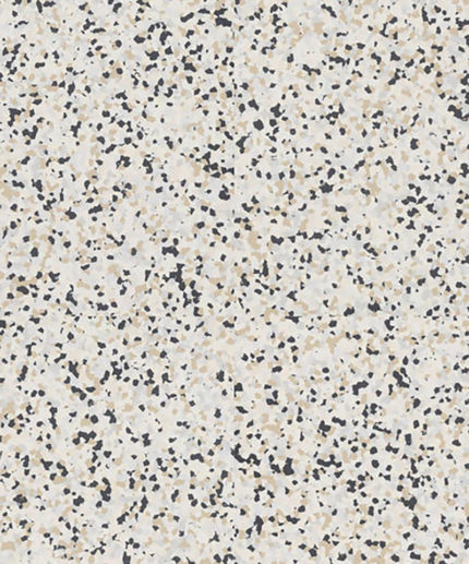 Настенное покрытие Tarkett Surface Wall 387 Rouge Upper с мелкозернистой текстурой тераццо в бежевых, серых и черных тонах. Крупный план материала.