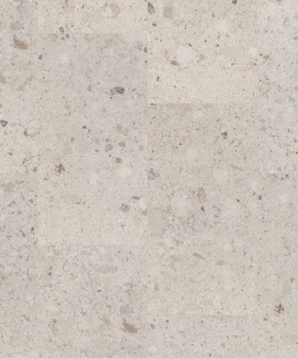 SPC-плитка Tarkett Element Click Toffee Glaze бежевого оттенка. Текстура напольного покрытия с имитацией конгломерата или камня крупным планом.