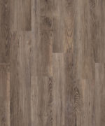 SPC-ламинат Tarkett Prime Click Clay Brown глубокого коричневого оттенка. Текстура напольного покрытия с выраженным рисунком состаренного дерева.