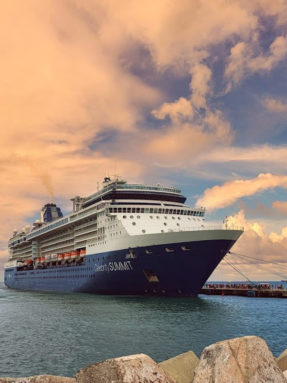 Сценическое покрытие Harlequin на круизном лайнере Celebrity Summit. Профессиональный судовой линолеум Harlequin для сцен и концертных залов.