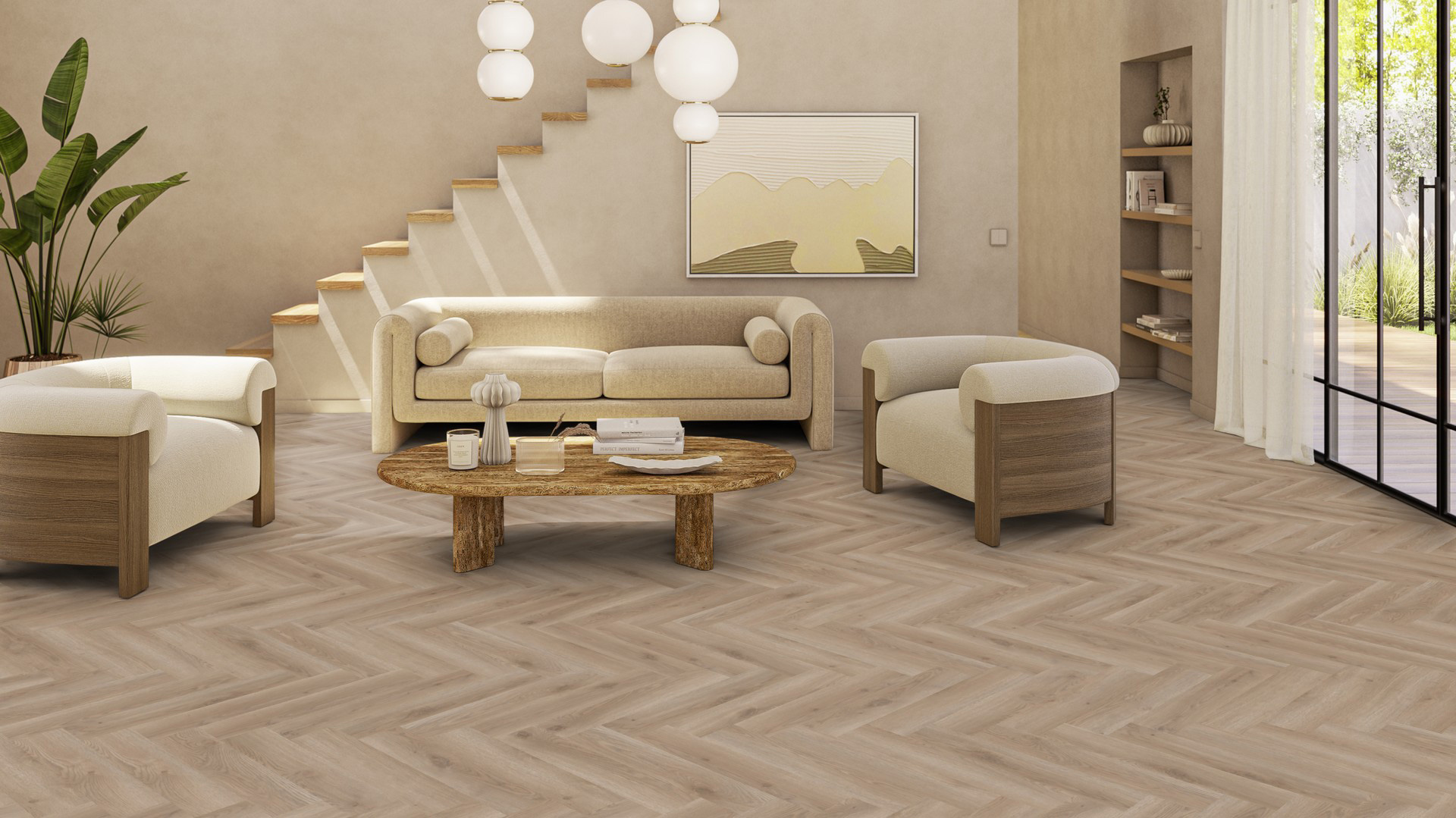 Плитка ПВХ Tarkett iD Classics Glue-Down 30 - Contemporary Oak Grege Mini Plank Елочка 2 мм (Франция)