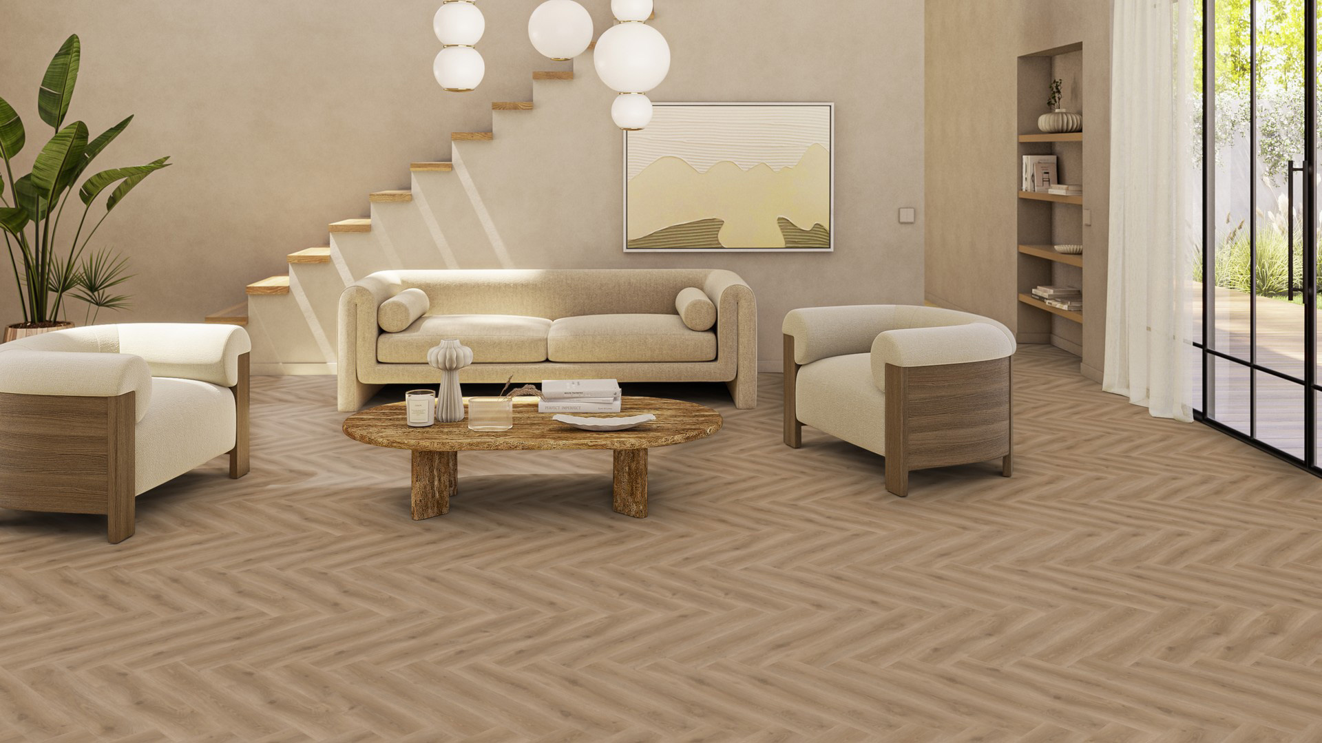 Плитка ПВХ Tarkett iD Classics Glue-Down 30 - Contemporary Oak Natural Елочка 2 мм (Россия)