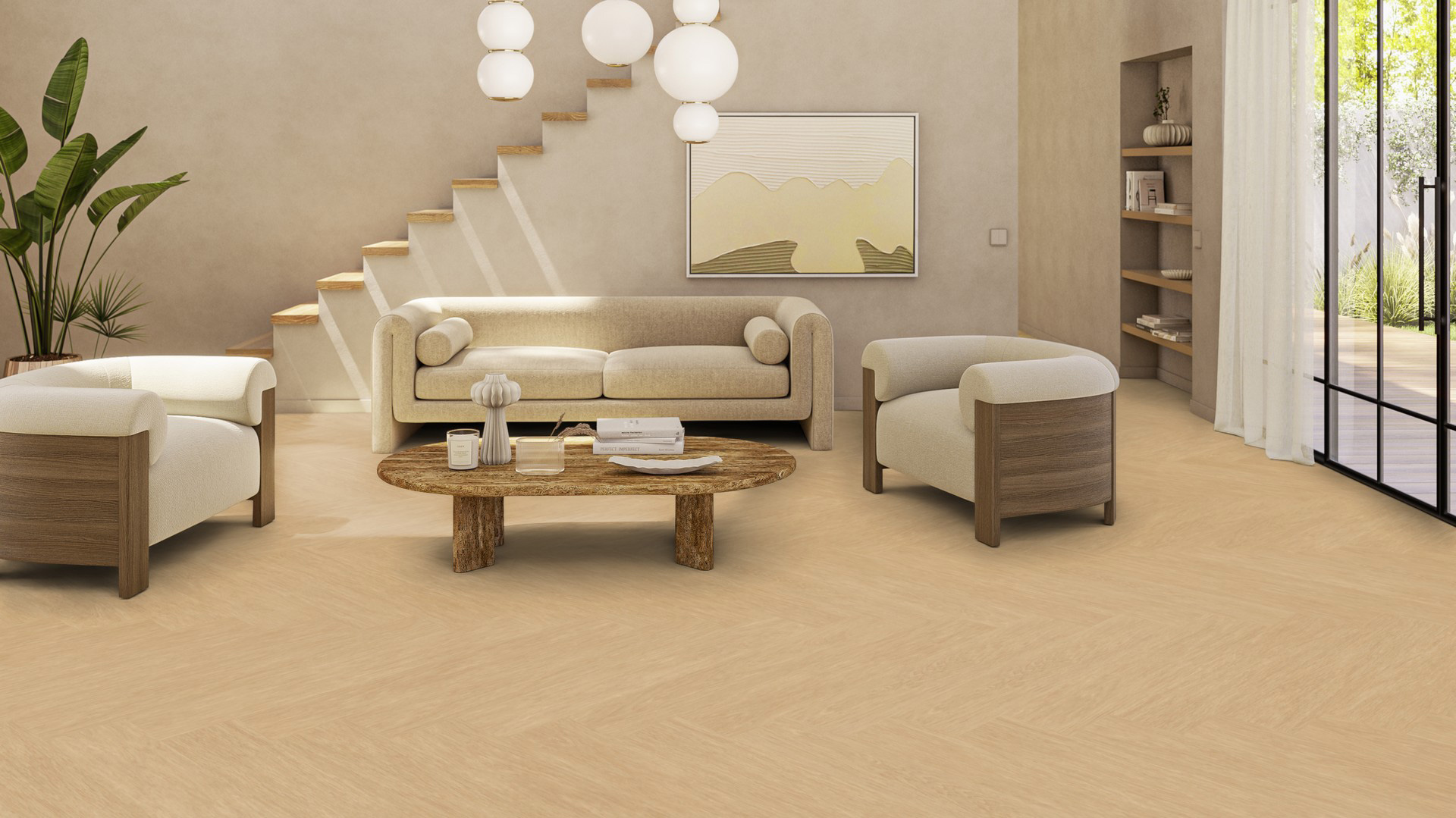 Плитка ПВХ Tarkett iD Classics Glue-Down 30 - Pure Oak Natural Mini Plank Елочка 2 мм (Франция)
