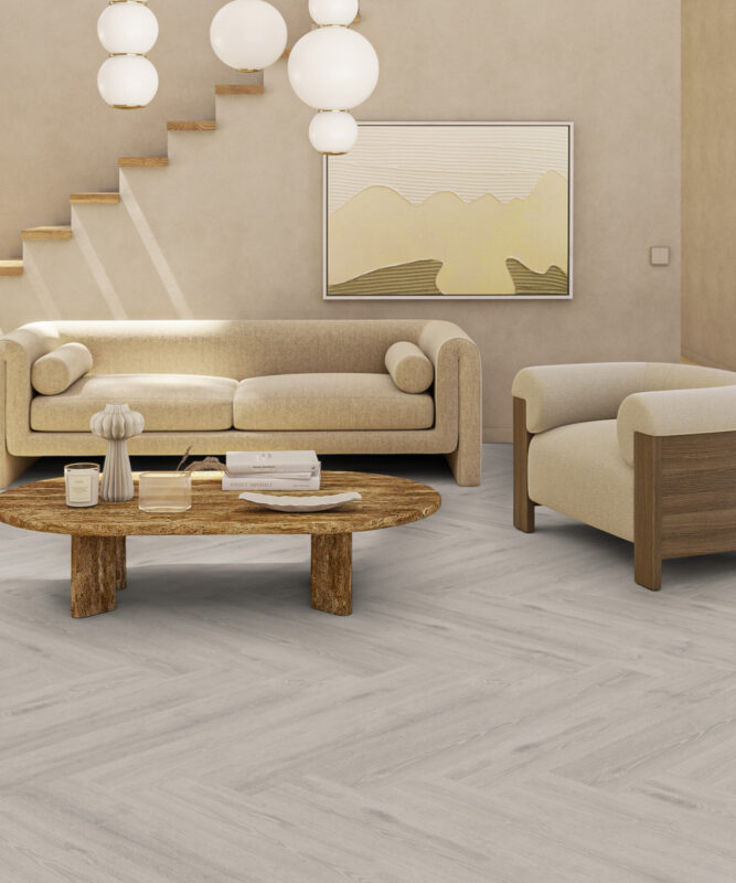Плитка ПВХ Tarkett iD Classics Glue-Down 30 - Scandinavian Oak Medium Grey Mini Plank Елочка 2 мм (Франция)