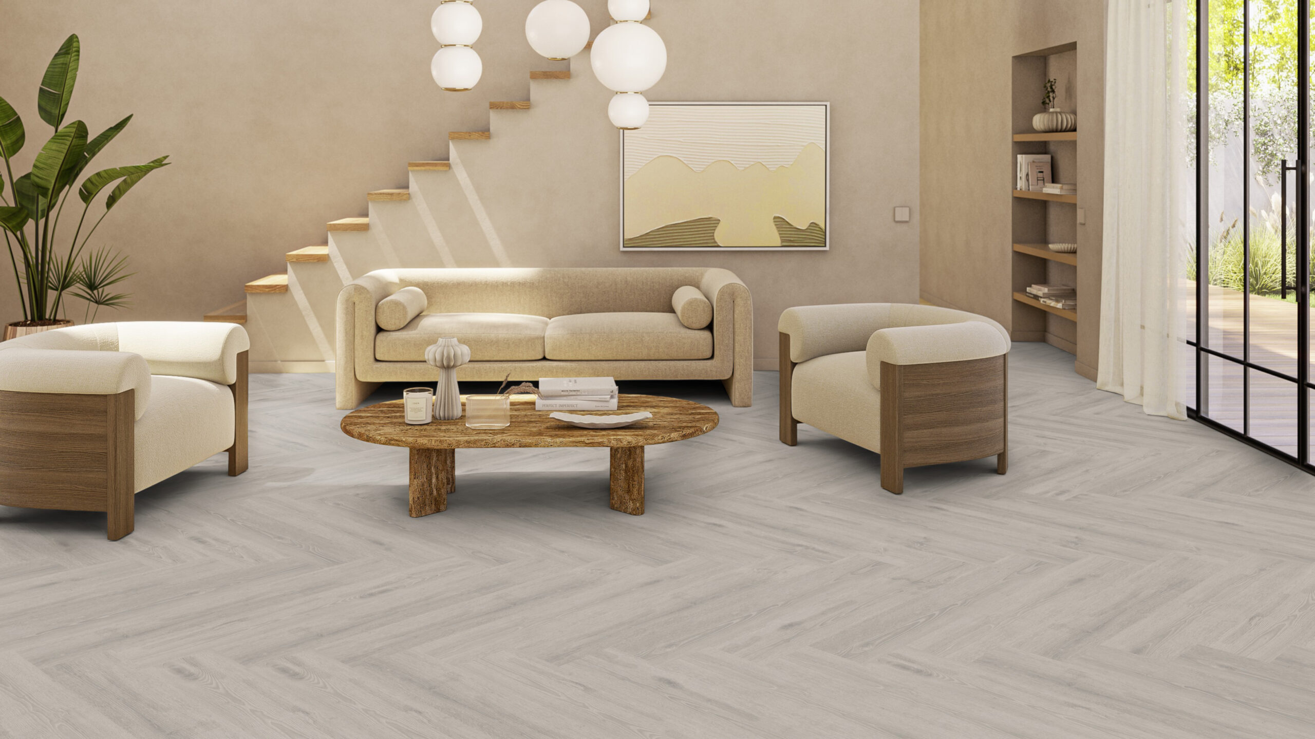 Плитка ПВХ Tarkett iD Classics Glue-Down 30 - Scandinavian Oak Medium Grey Mini Plank Елочка 2 мм (Франция)